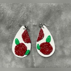 Red rose earrings